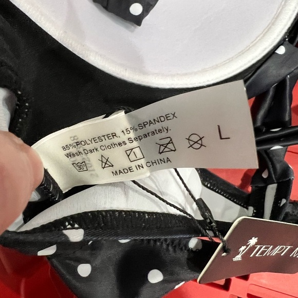 NWT blackish blue-ish 2 piece bikini set polka‎ dot L large TEMPT ME - Picture 8 of 12